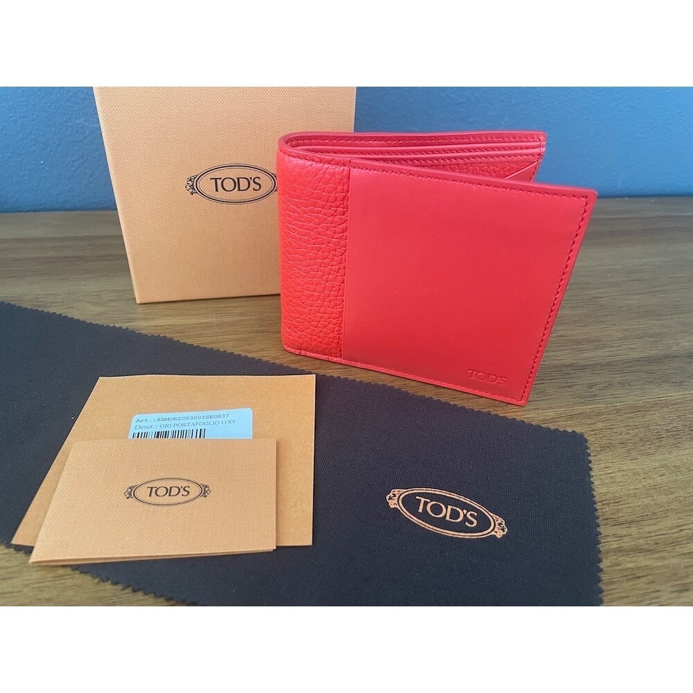 Tod's‎ Men's Orange Leather bifold Wallet, XAMORIC0300ISEG837